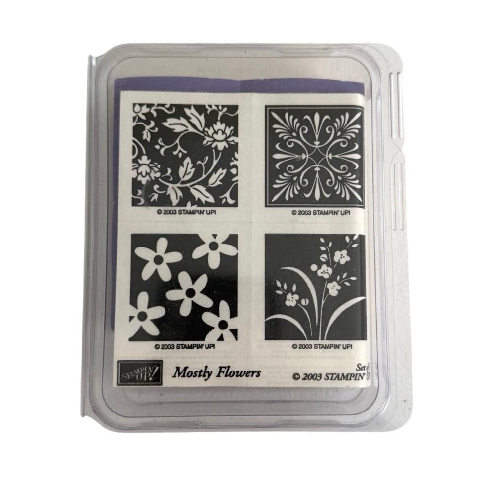 New in box Stampin’ Up set of 4 rubber stamps “Mostly flowers” - Picture 3 of 7